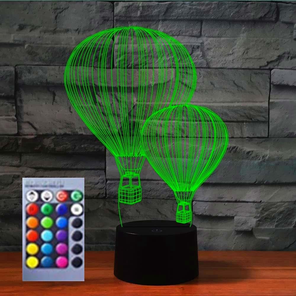 Jinnwell 3D Hot Air Balloon LED Night Light With 16 Color Changing Base