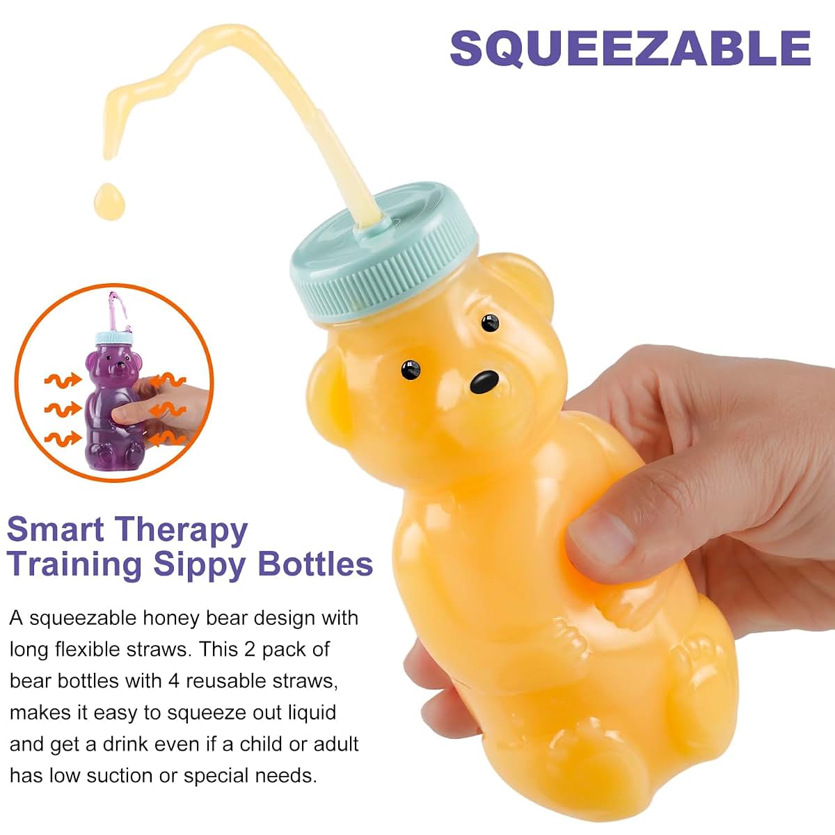 Honey Bear Straw Cups Drinking Bottles for Learning to Drink from a Straw