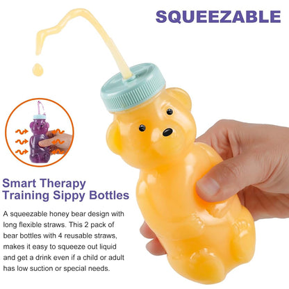 Honey Bear Straw Cups Drinking Bottles for Learning to Drink from a Straw