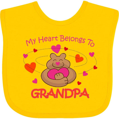 Inktastic Heart Belongs To Grandpa Baby Bib