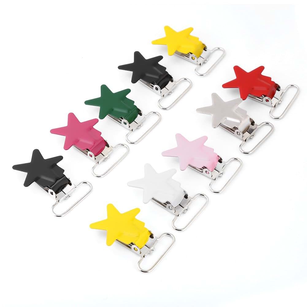 Miskall Pacifier Clips, 10-Piece Metal Round Suspender Strap Holders (photo 3)