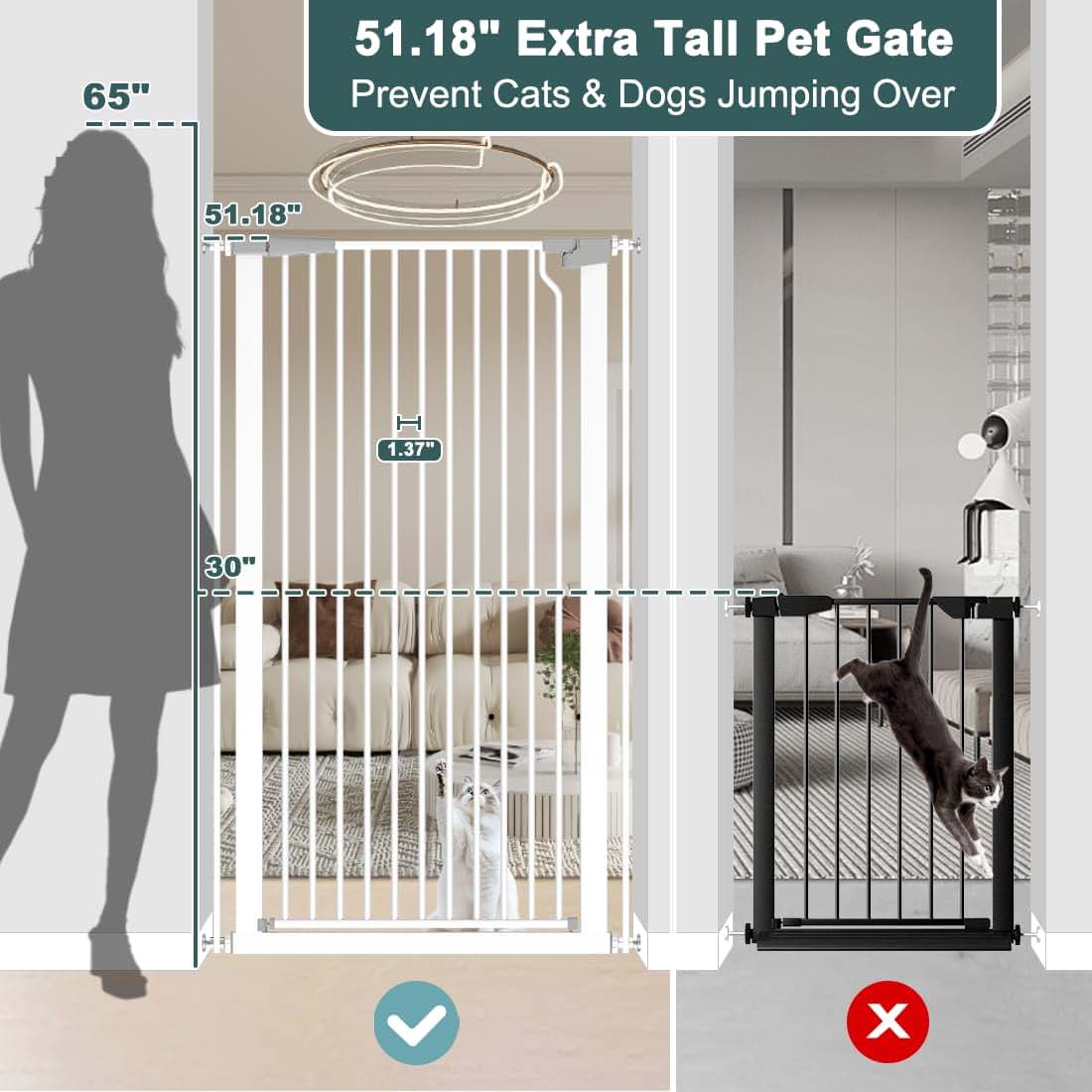 Qonimm Extra Tall Cat Gate For Doorways