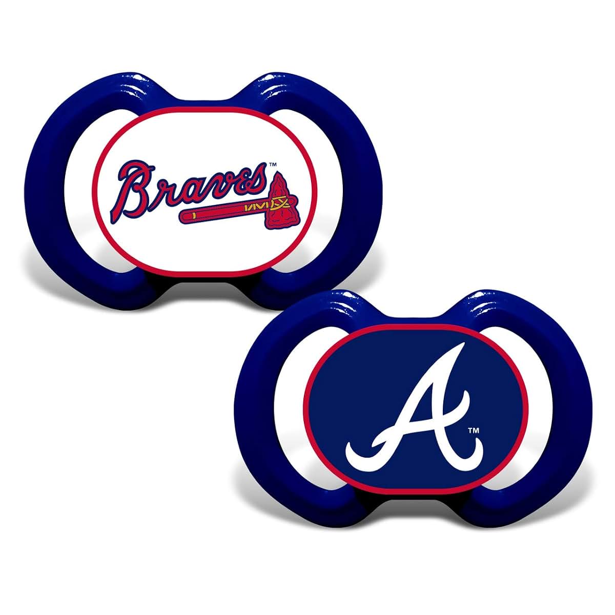 Masterpieces Baby Fanatic Atlanta Braves Pacifier 2-Pack, Multi, One Size (ATB2000)
