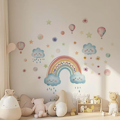 GOMAKERER 3 Sheets Large Rainbow Wall Stickers Boho Cloud Decal for Nursery and Bedroom