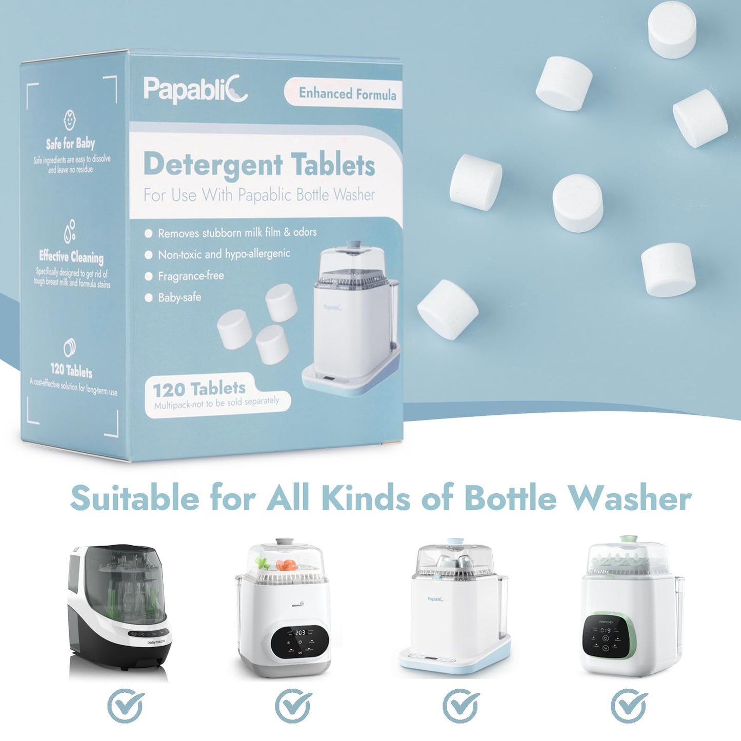 Papablic Detergent Soap Tablets for Baby Bottle Washers