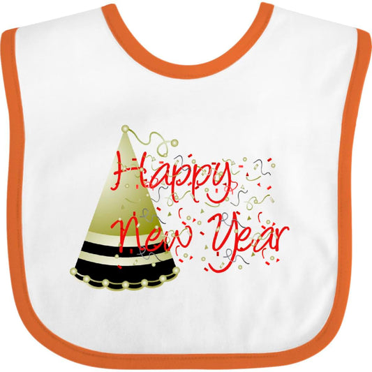 Inktastic Happy New Year Baby Bib, Combed Cotton with Hook and Loop Closure
