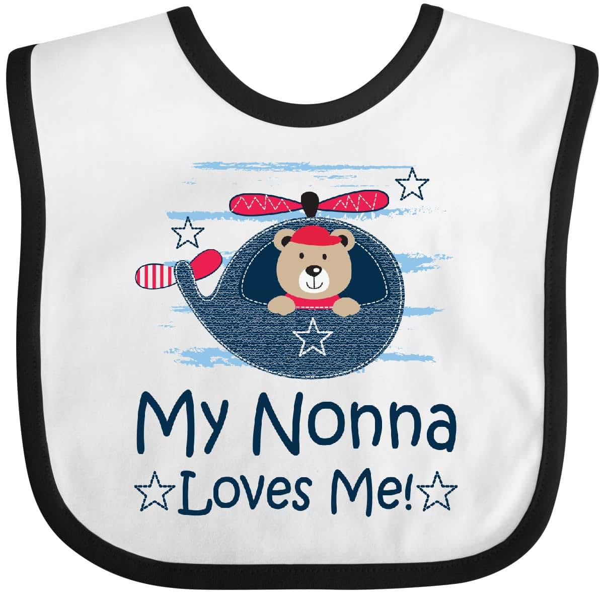 inktastic My Nonna Loves Me Grandson Bear Baby Bib – Combed Cotton