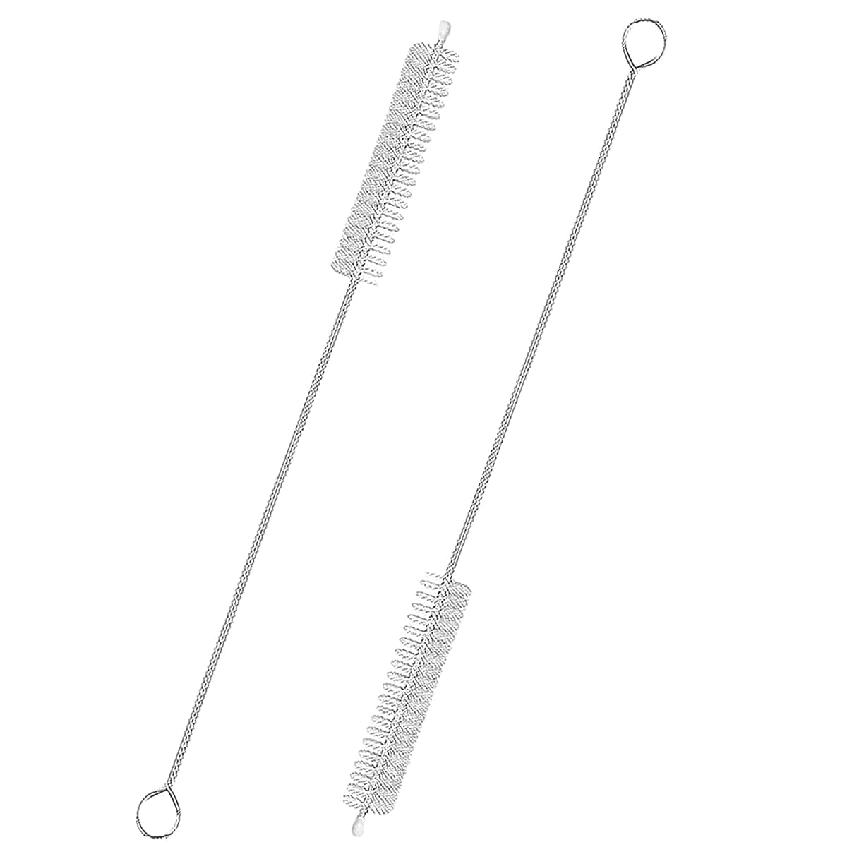 CIDYAUST 2-Pack Stainless Steel Straw Cleaner Brush, 8-Inch Nylon Bristle Tube Cleaning Brush, White