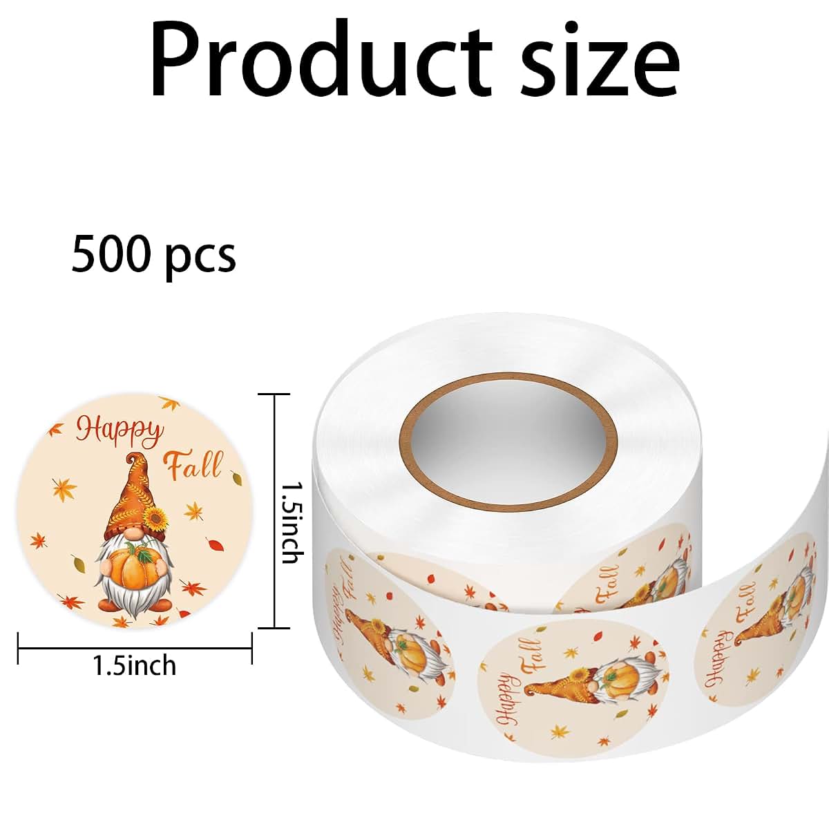 Heyfibro Happy Fall Stickers Roll 500 Pcs 1.5 Inch
