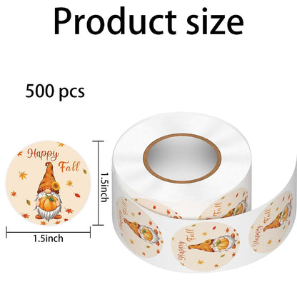 Heyfibro Happy Fall Stickers Roll 500 Pcs 1.5 Inch