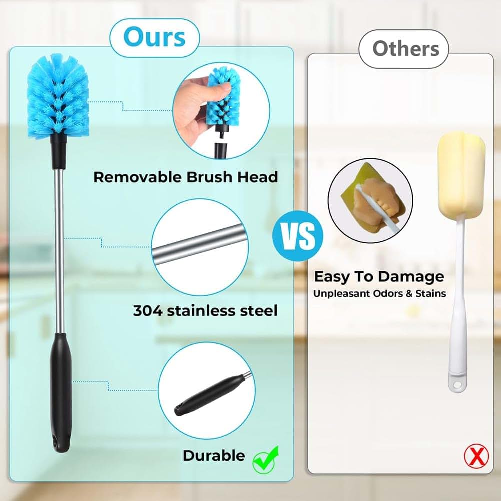 Bloepum Water Bottle Brush Long Handled Water Bottle Brush Multi-Purpose Cleaning Tool Water Bottle Brush Removable (photo 4)