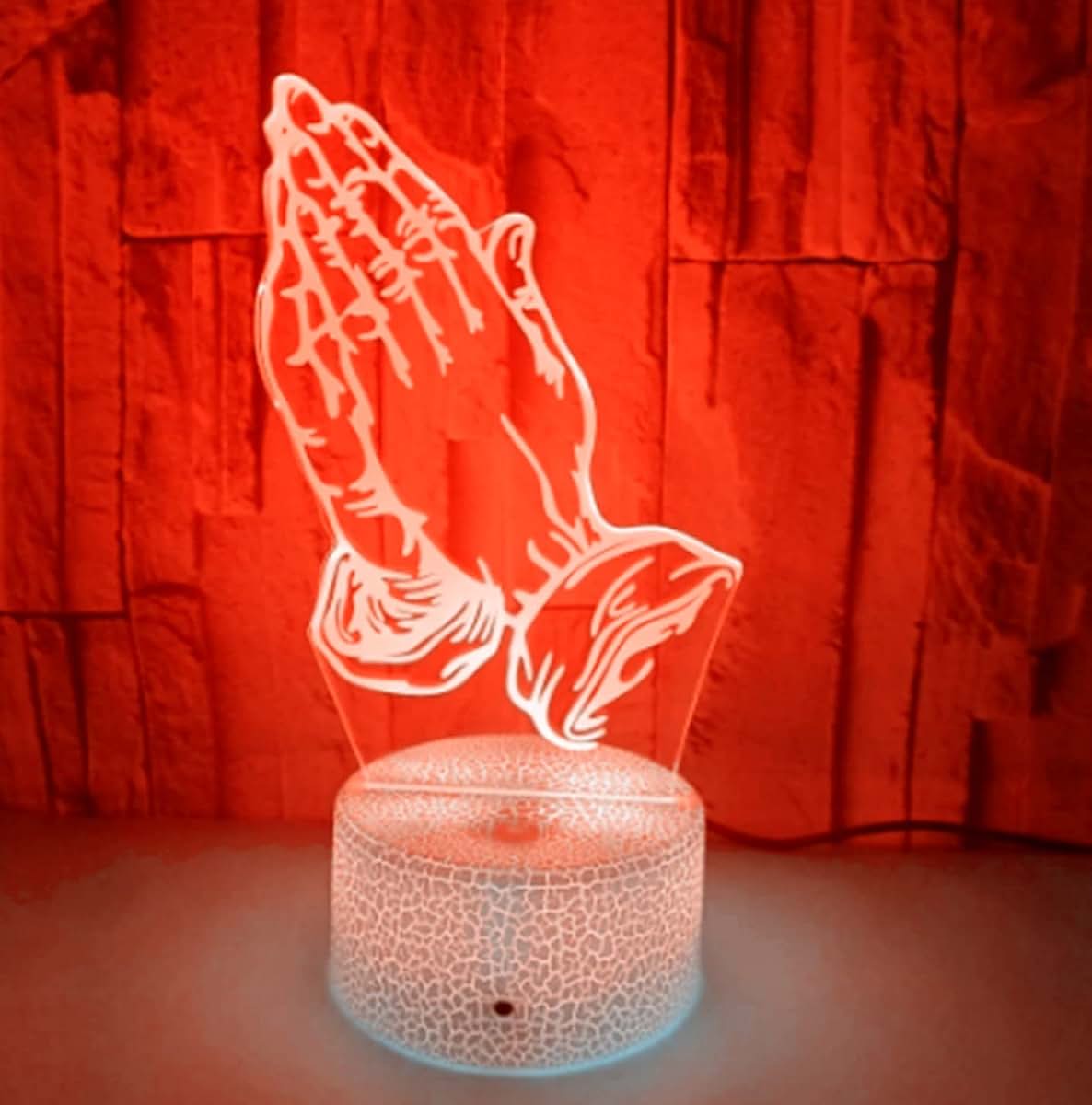 Jinnwell 3D Pray Hand Night Light Lamp Illusion 7 Color Changing Touch Switch (photo 2)