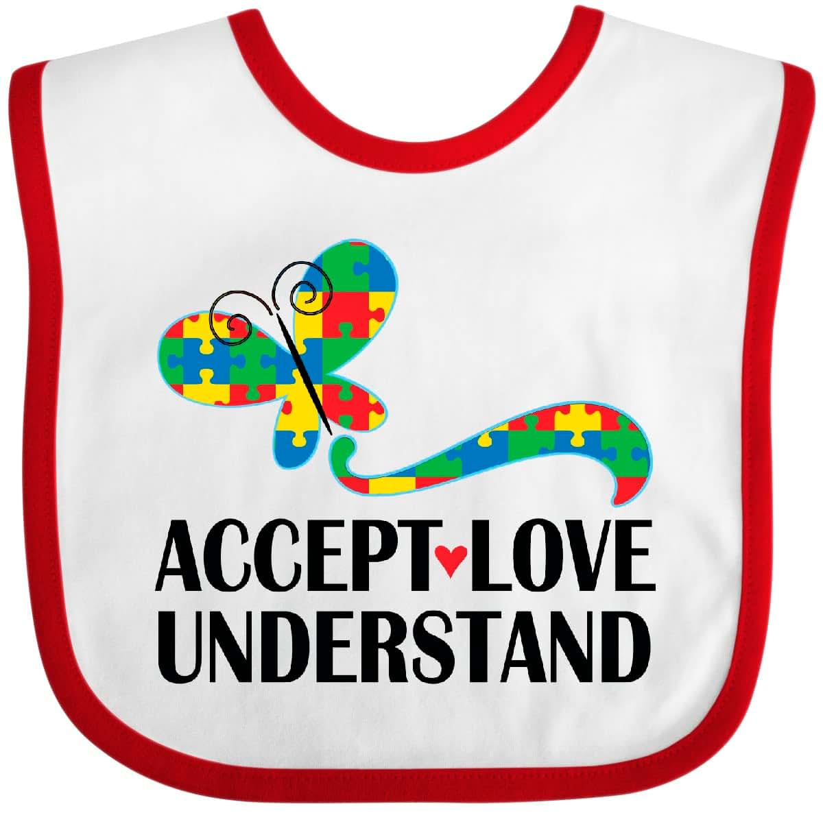 Inktastic Autism Awareness Butterfly Baby Bib with Hook and Loop Closure