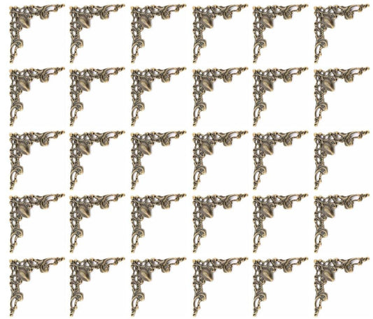 30 Pcs Antique Bronze Decorative Corner Protectors For Frames Boxes Albums