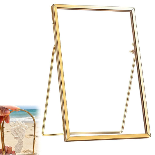 QUVCDH Double Glass Frame for Pressed Flowers, Gold Floating Frame, Newborn Keepsakes Frames, Double Sided Picture