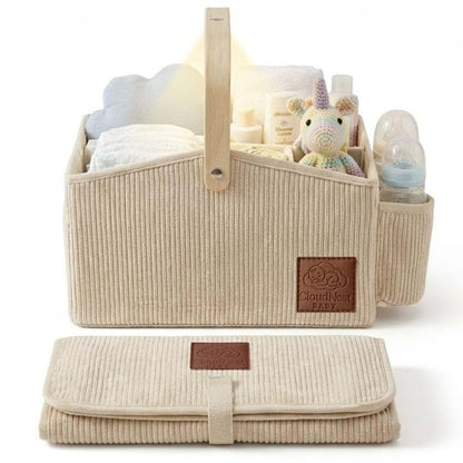 Cloud Nest Baby Diaper Caddy Organizer With LED Night Light