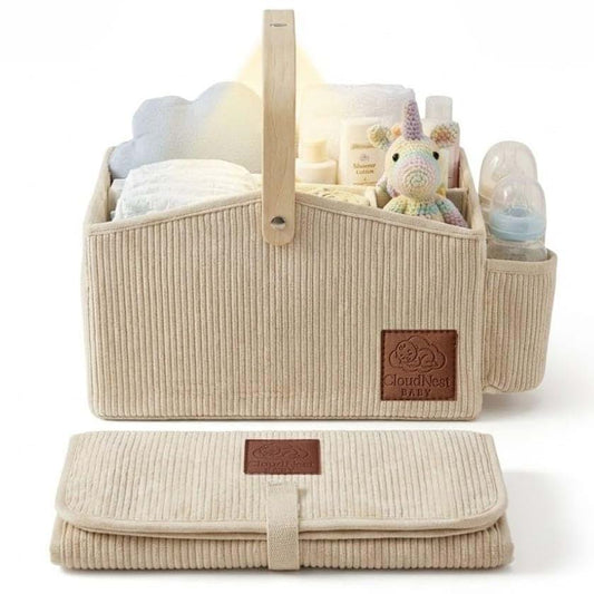 Cloud Nest Baby Diaper Caddy Organizer With LED Night Light