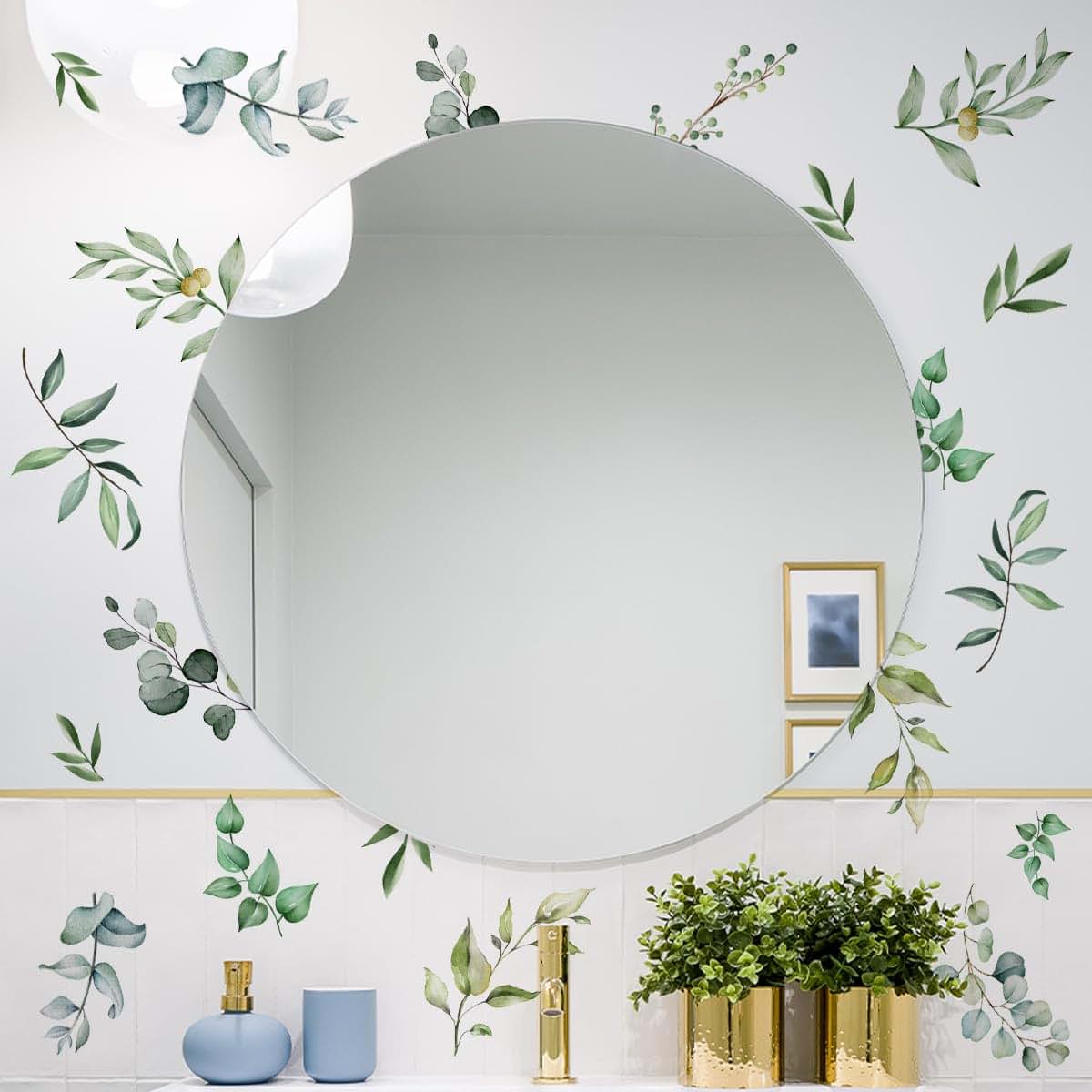 Green Leaf Wall Decals for Nursery and Living Room Decor