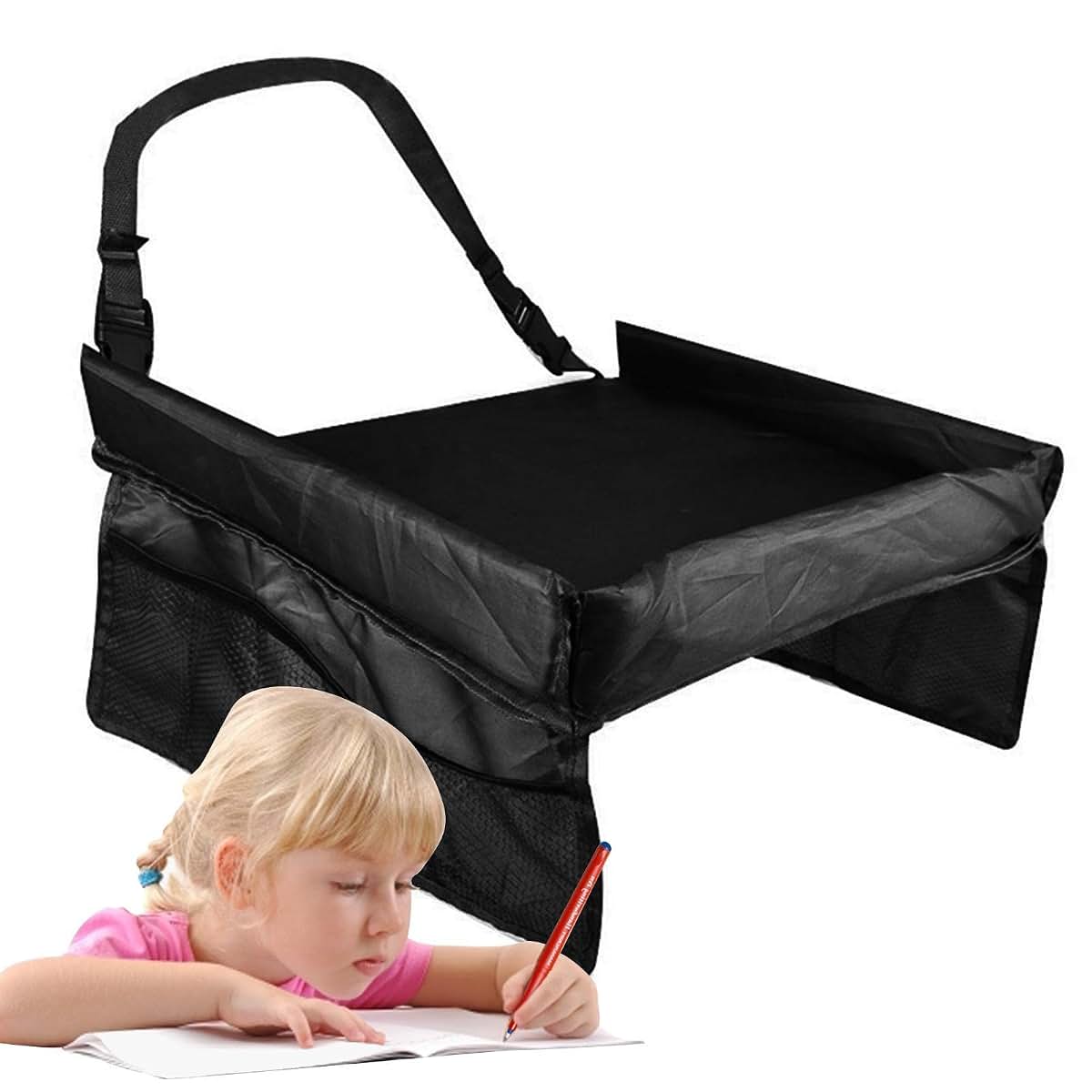 KERALI Kids Travel Tray, 260g Baby Car Seat Snack Play Tray, Waterproof Kids Car Seat Travel Tray, Car Seat Activity