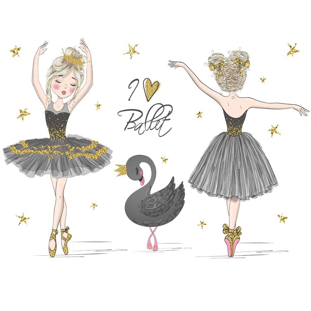 Pinenjoy Ballet Dancing Girl Wall Decals Removable Vinyl Stickers