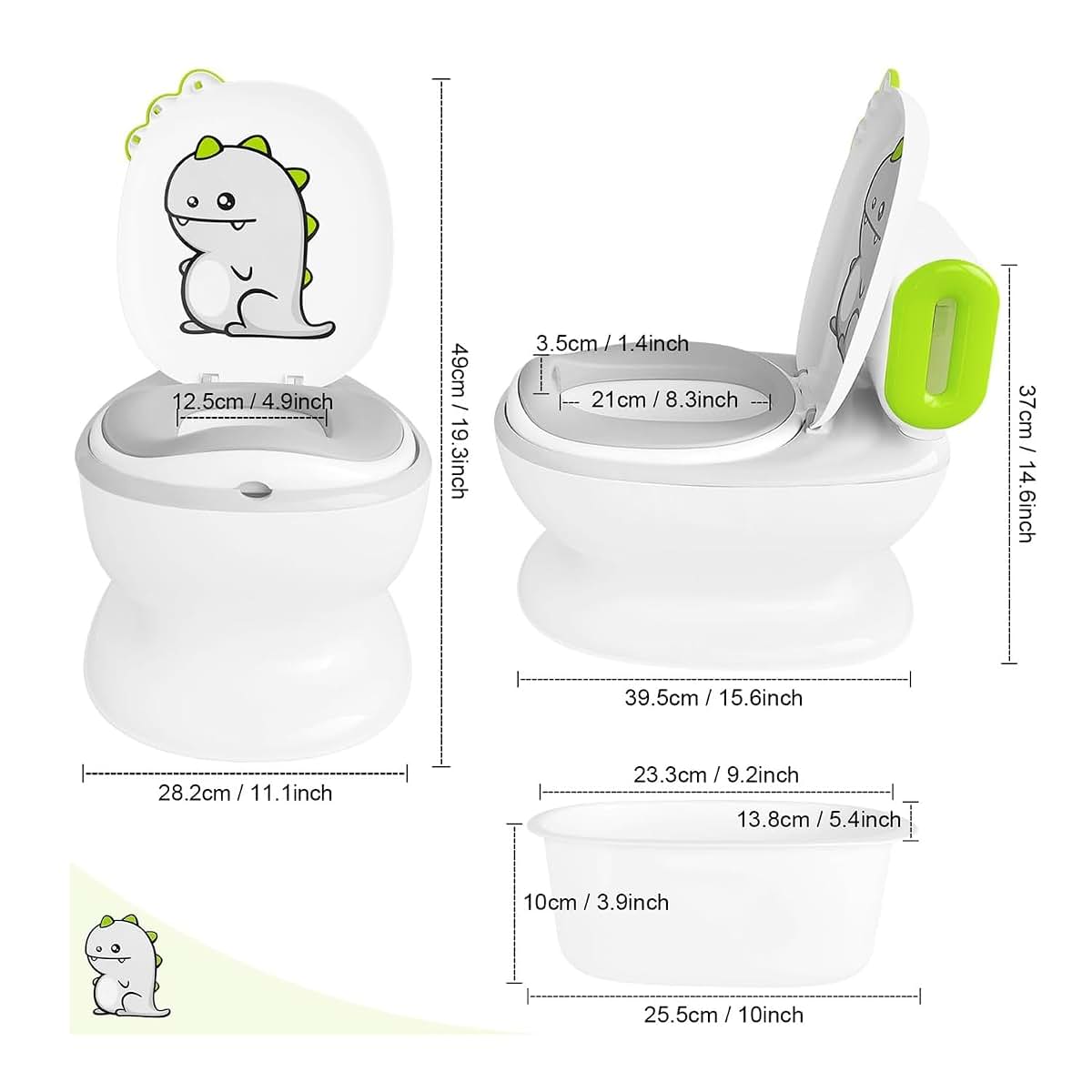 KtEli Toddler Potty Training Seat, Realistic Children's Toilet with Music for 1-3 Years, Dinosaurs Urinal Pot, Toilet (photo 2)