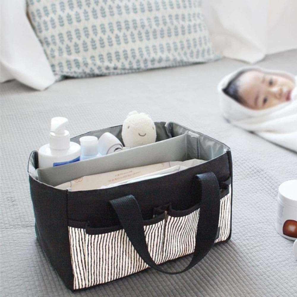 Caroline Baby Diaper Caddy Bag - Nursery Storage Bin for Diapers, Wipes & Toys - Diaper Caddy Tote (Black) (photo 4)