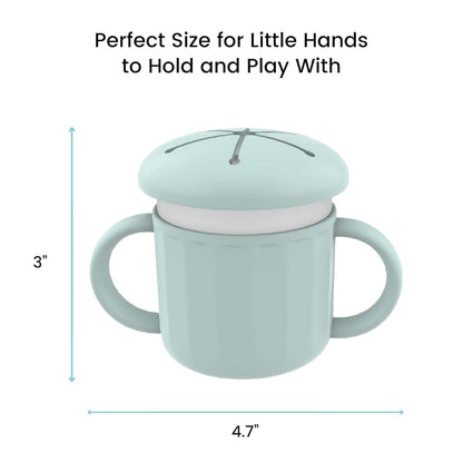 Lulyboo Stainless Steel Snack Cup with Handles Spill Resistant Toddler Snack Container