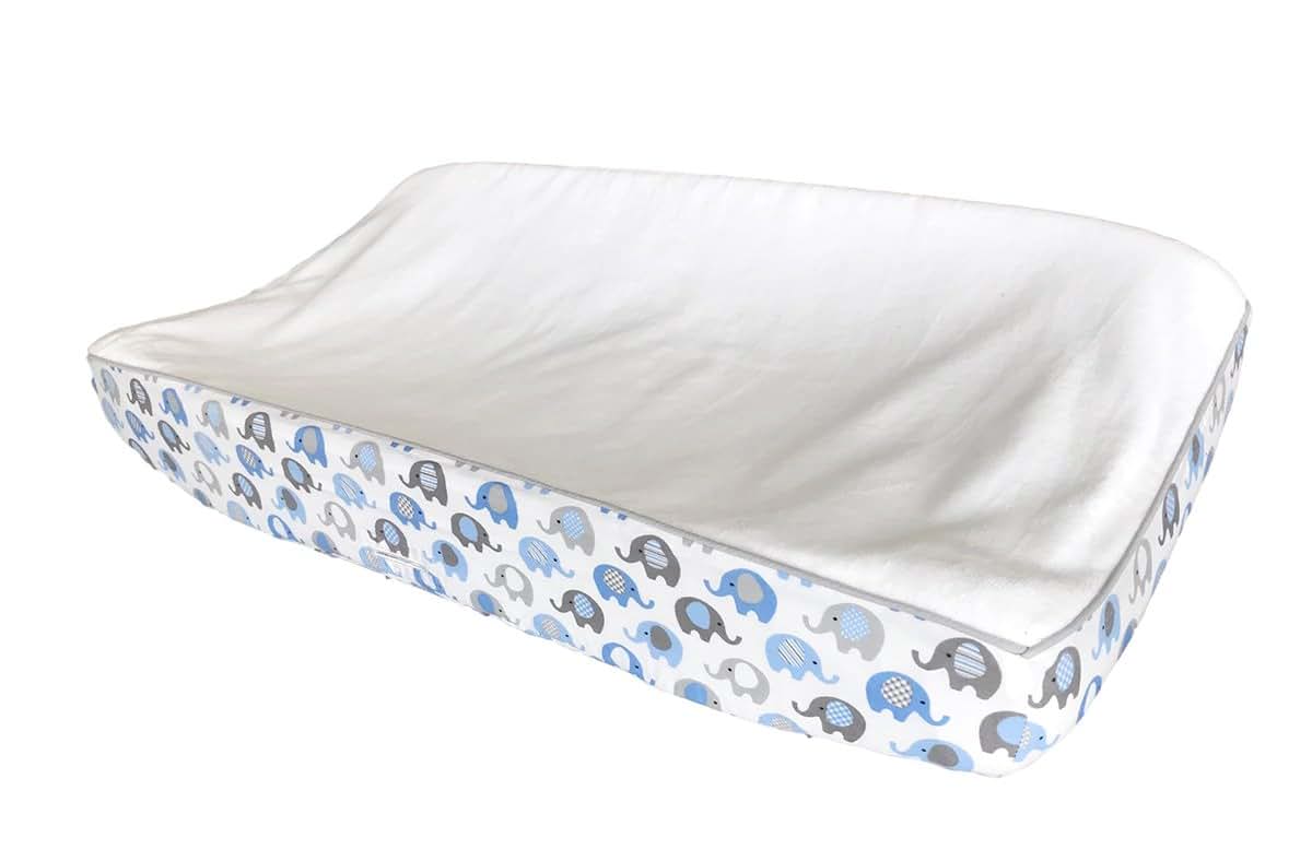 effe bebe Vera Elephant 100% Cotton Velour Baby Changing Pad Cover (Blue Grey)