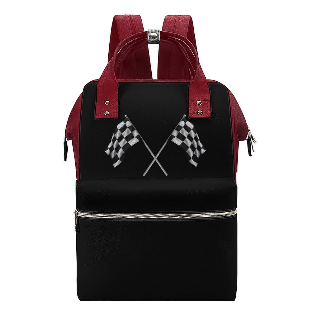 SONGTING Black and White Checkered Flags Diaper Bag Backpack Travel Waterproof Mommy Bag Nappy Daypack Red-Style, 0ne