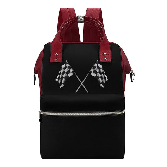 SONGTING Black and White Checkered Flags Diaper Bag Backpack Travel Waterproof Mommy Bag Nappy Daypack Red-Style, 0ne