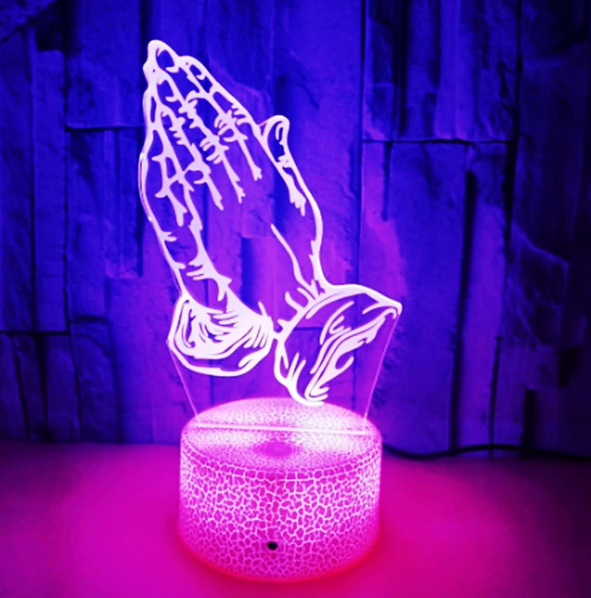 Jinnwell 3D Pray Hand Night Light Lamp Illusion 7 Color Changing Touch Switch (photo 3)