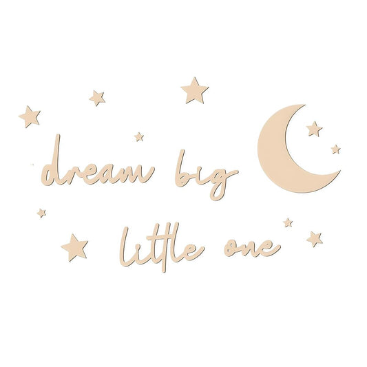 BabyOneStop 15 Pc Nursery Wall Art Set, Moon and Stars Boho Wood Decor