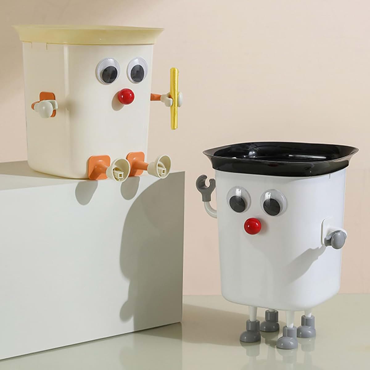 IWOMA Large Eye Lidless Trash Bin For Kids Room Decor