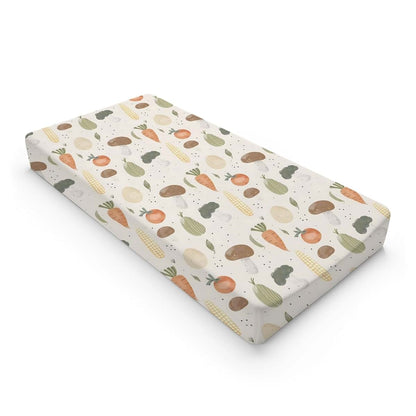BabyOneStop Cartoon Vegetable Pattern Baby Changing Pad Cover, 16x32 Inches, Unisex Nursery Mat Sheet