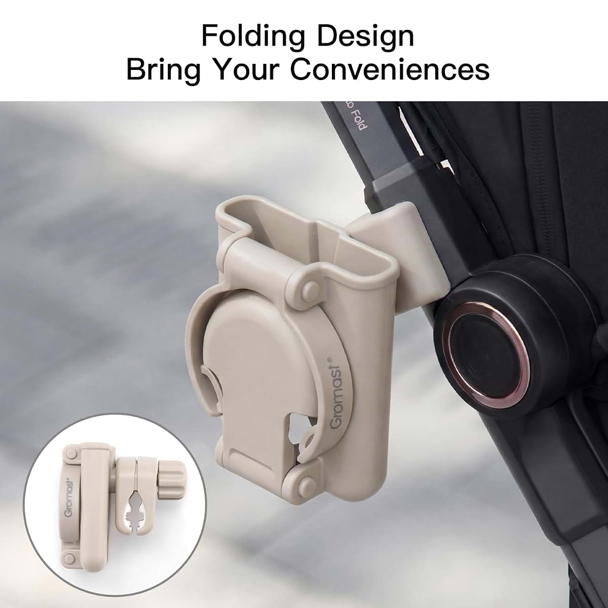 Foldable 2-in-1 Stroller Cup and Phone Holder with Adjustable Clamp