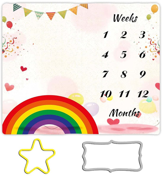 BabyOneStop Rainbow Monthly Milestone Blanket for Newborn Photography