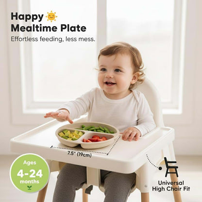 EKOSELLA Silicone Toddler Feeding Plates with Suction Cups