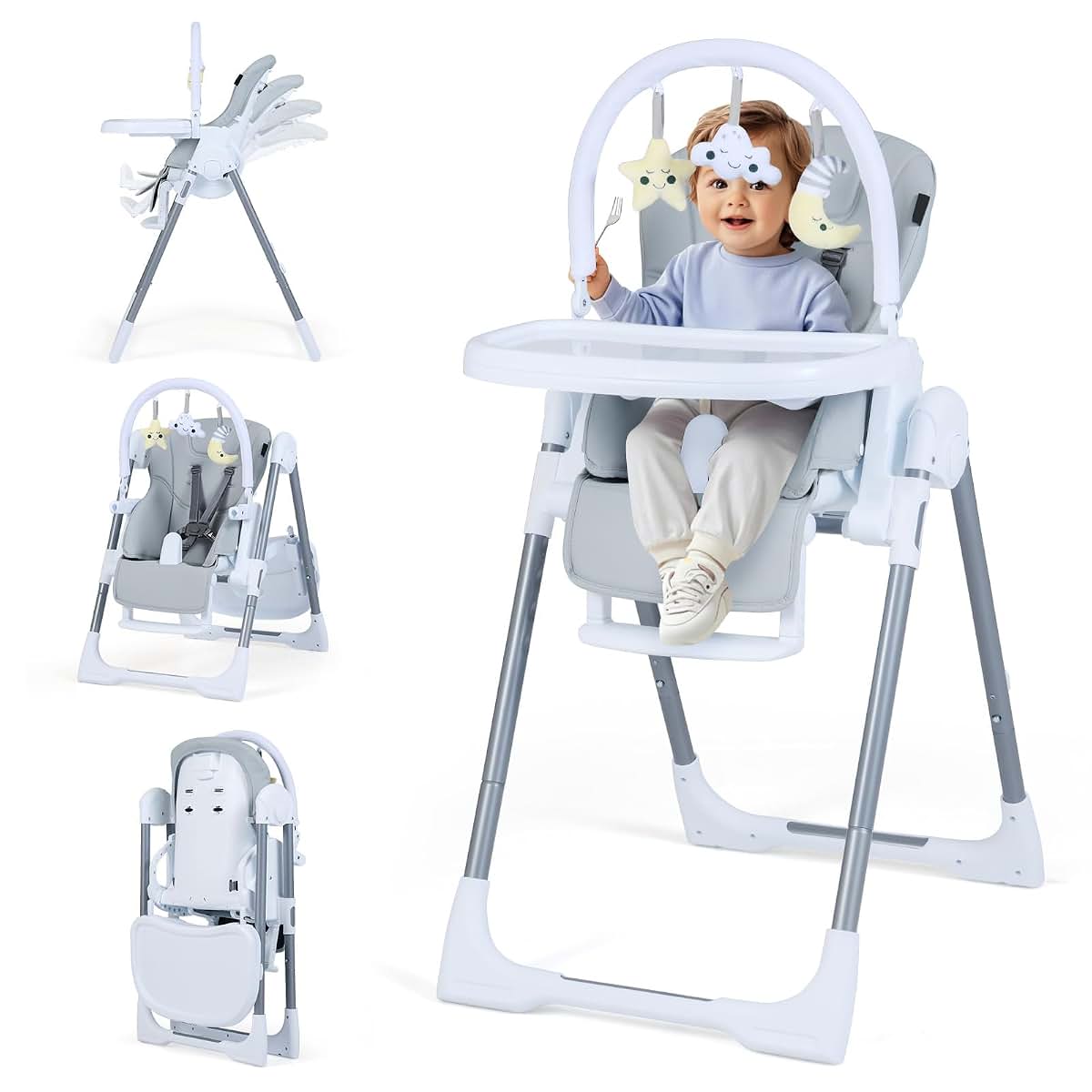 Honey Joy High Chair with Adjustable Seat and Storage Wheels