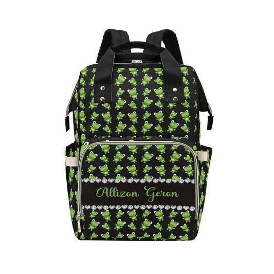 YallLocoMo Custom Name Diaper Bag Backpack Gift Green Frog Ultimate Nappy Bag: Spacious, Waterproof & Perfect for Travel