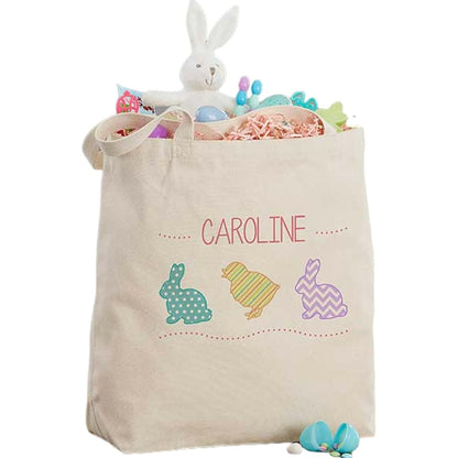 Personalization Universe Hip Hop Easter Personalized Canvas Tote Bag, Large, Pink or Blue, For Kids 6-12 Years