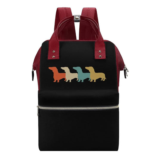 Vintage Dachshund Diaper Bag Backpack Waterproof Travel Daypack