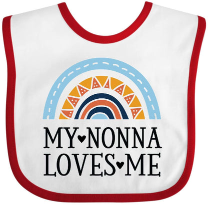 inktastic My Nonna Loves Me Rainbow Baby Bib