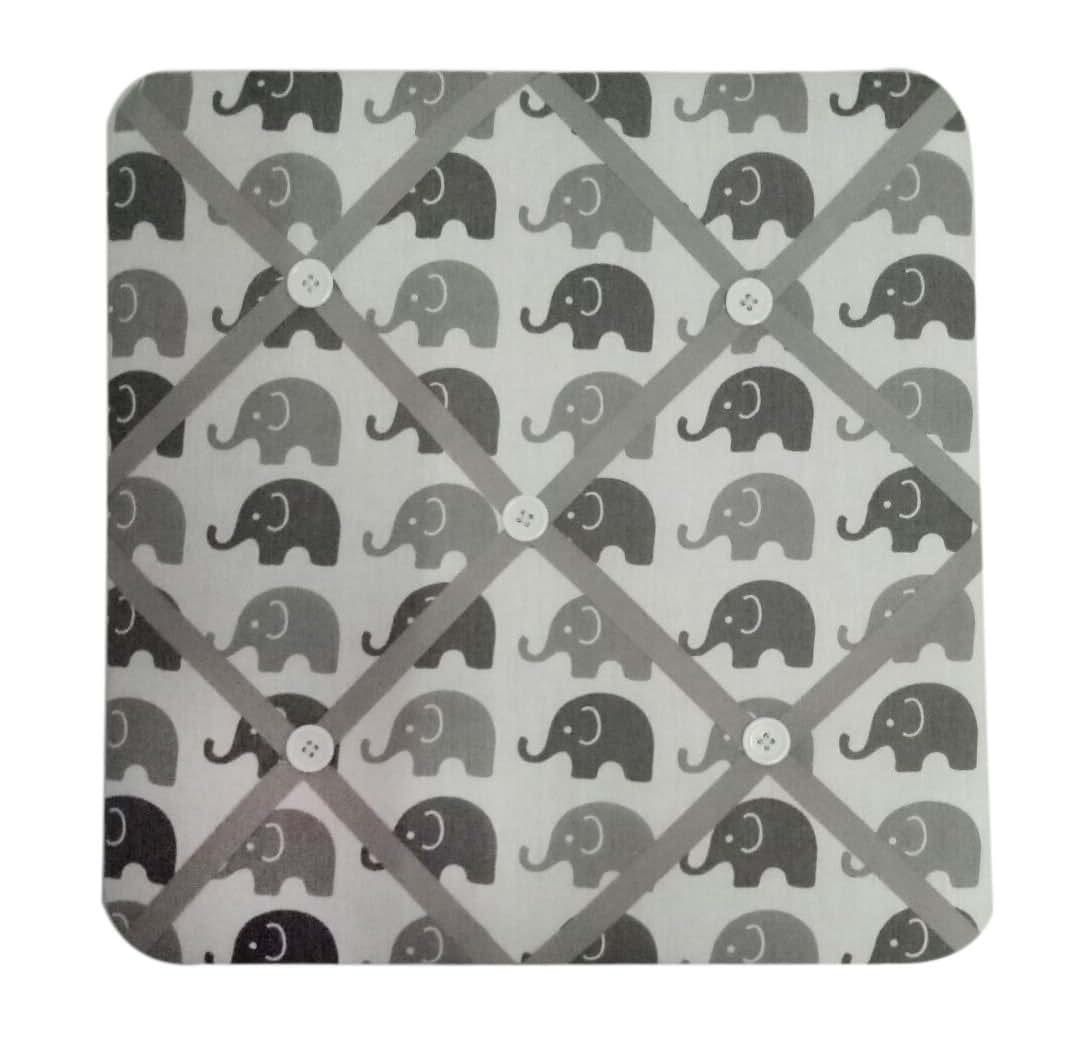 Bacati Elephants Fabric Memory Photo Bulletin Board