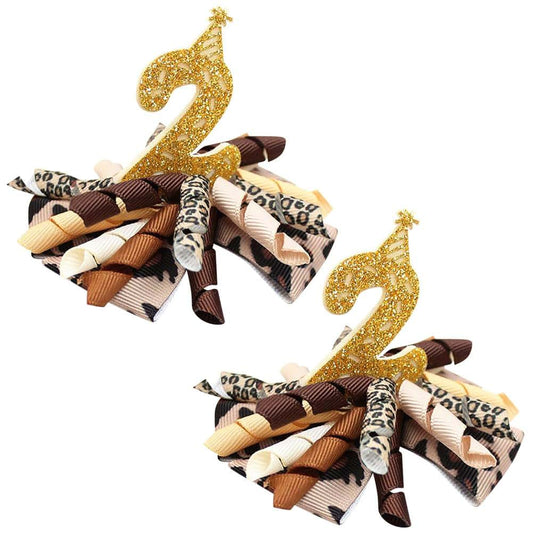 Umibow 2 Pcs Birthday Hair Bow Clips For Baby Girls With Glitter Number