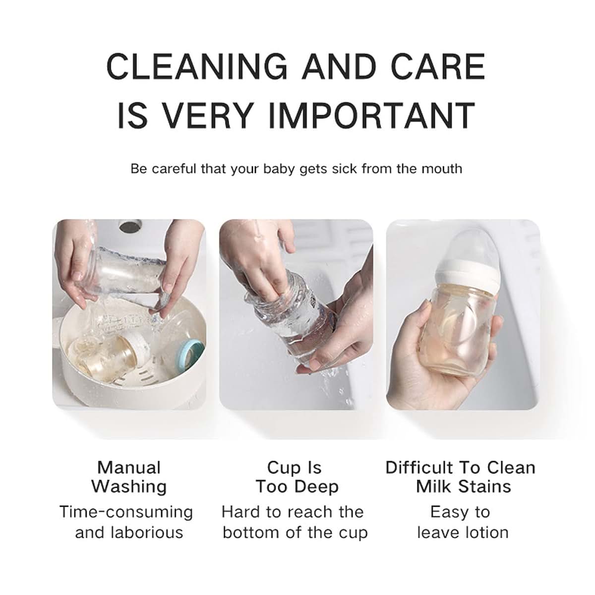 Electric Bottle Brush Waterproof IP65 Silicone Cleaning Kit 4pcs