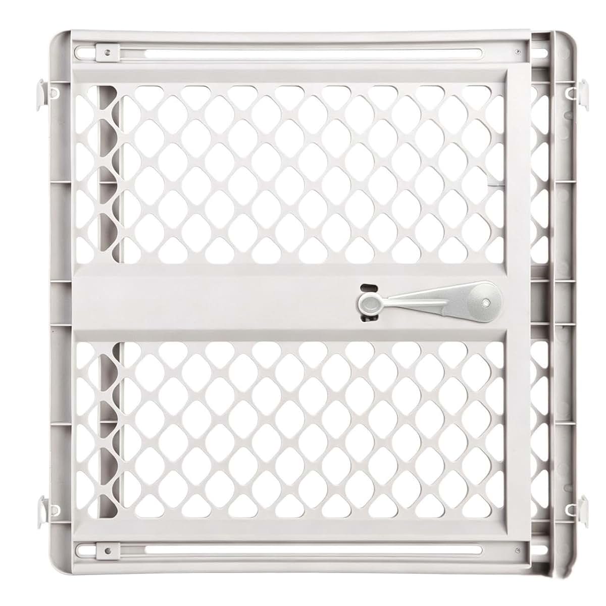PEDXVNI Pressure-Mount Plastic Safety Gate with Tool-Free Installation, One-Hand Operation, Wall Cups, Adjustable