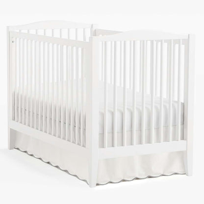 Lush Decor Coastal Chic Scalloped Edge Baby Crib Skirt Single 28" W x 52" L + 16" Drop Gray - White Crib Skirt - Baby (photo 4)