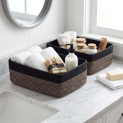 Britwicfr Shallow Woven Storage Basket 2 Pack