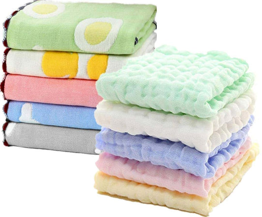 Haijinxi Muslin Baby Washcloths, Organic Muslin Cotton Face Towels, Natural Cotton Wipes for Newborn Sensitive Skin