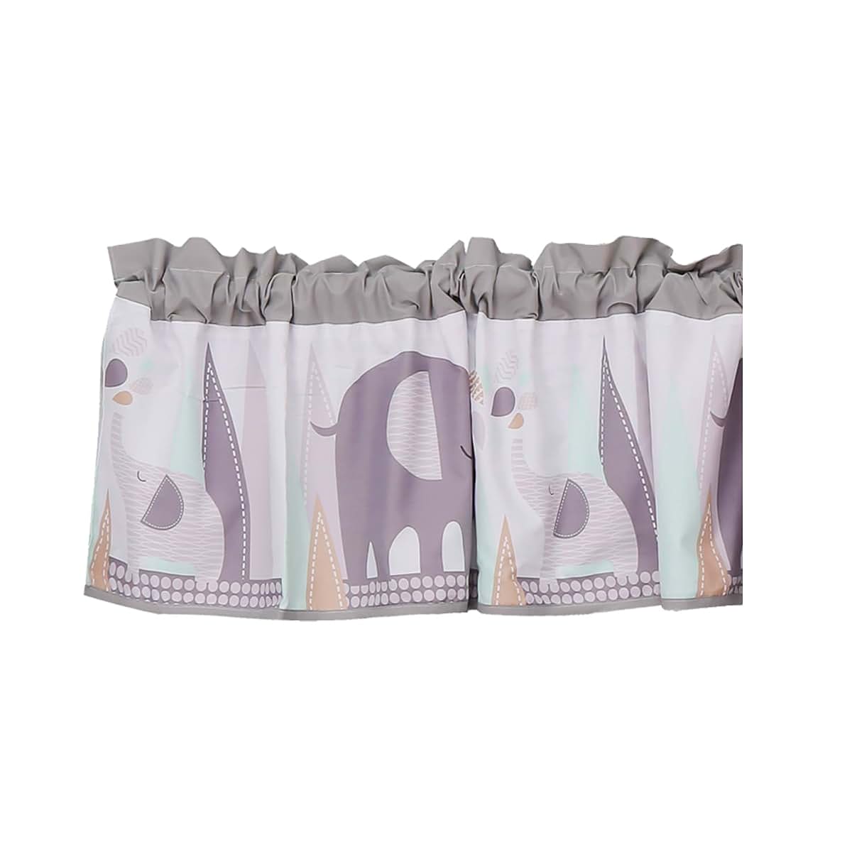 CribMATE Elephant Print Nursery Window Valance Unisex Grey 90 x 15 In (photo 2)